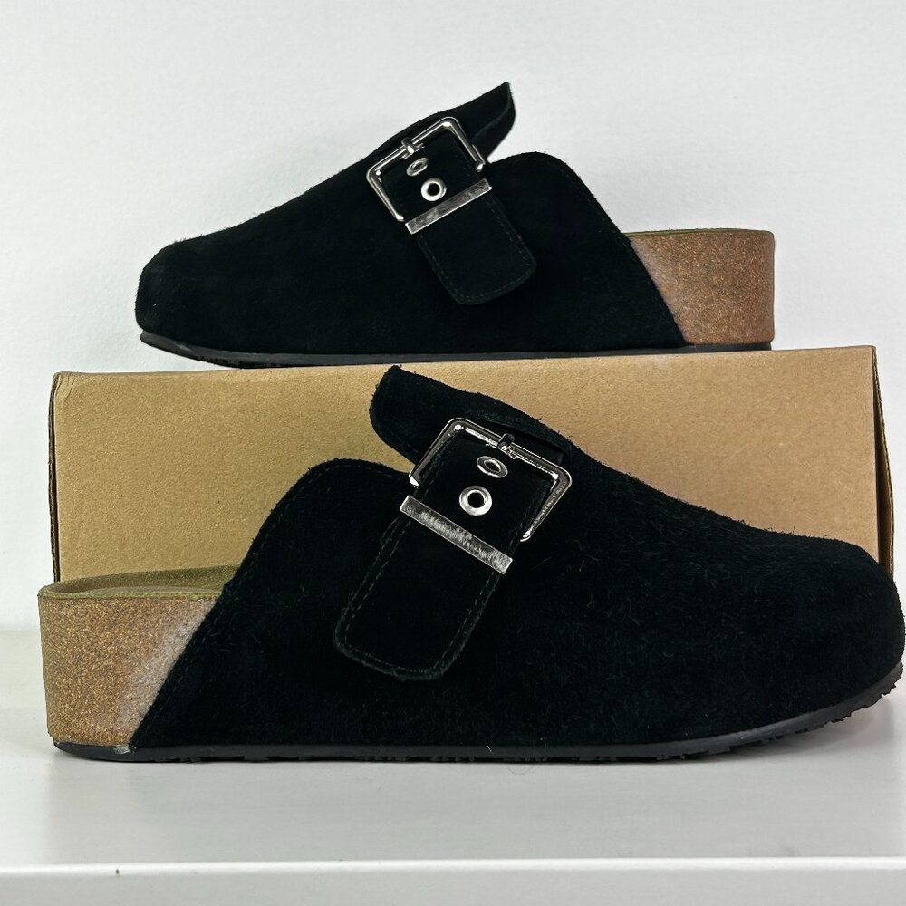 Project Cloud Clogs Non Slip Platform Wedge Slip On Adjustable Straps Black